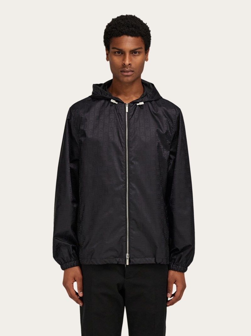 Ferragamo | Men's Windbreaker With Monogram - Black