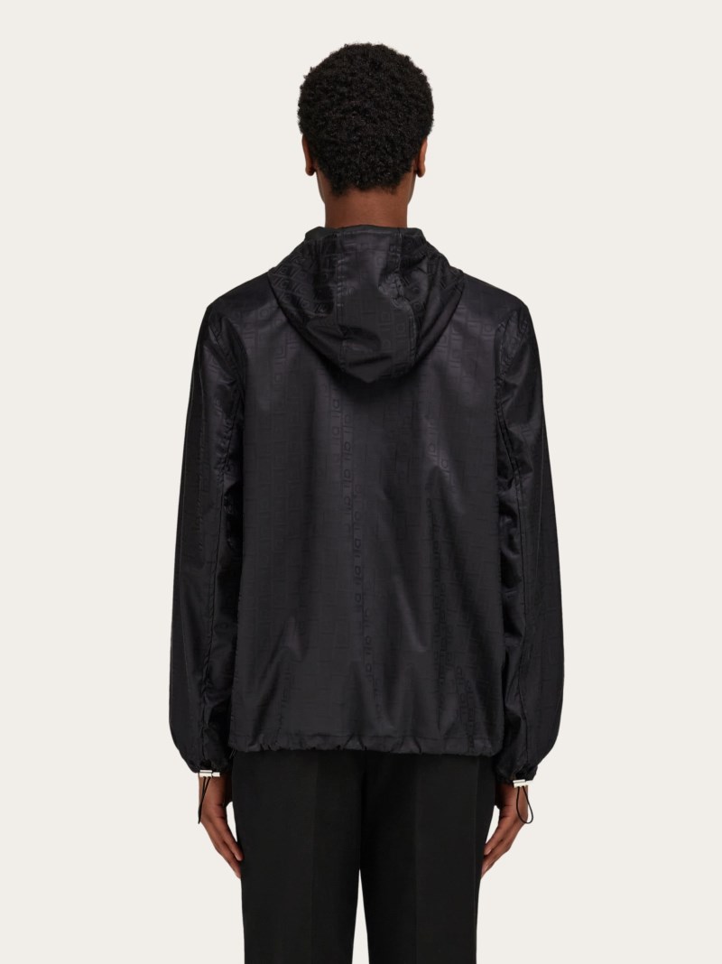 Ferragamo | Men's Windbreaker With Monogram - Black