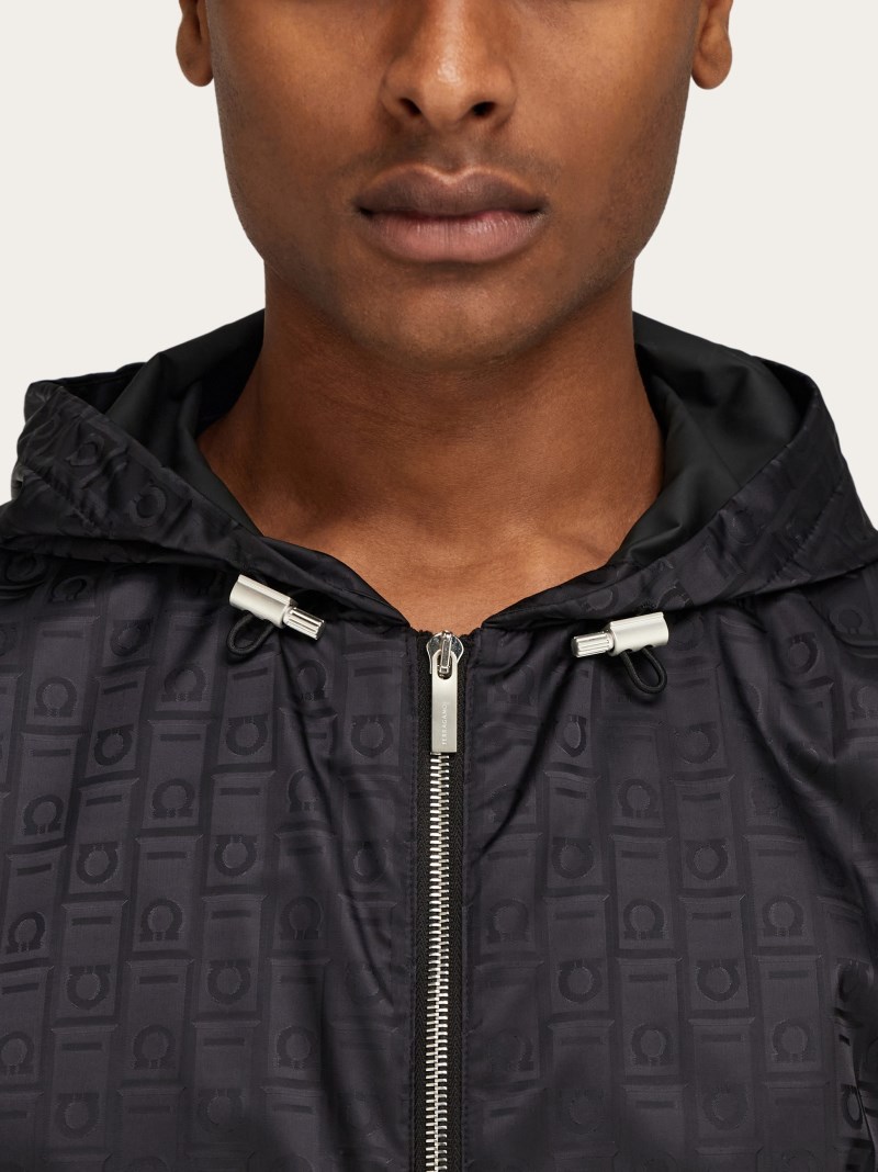 Ferragamo | Men's Windbreaker With Monogram - Black