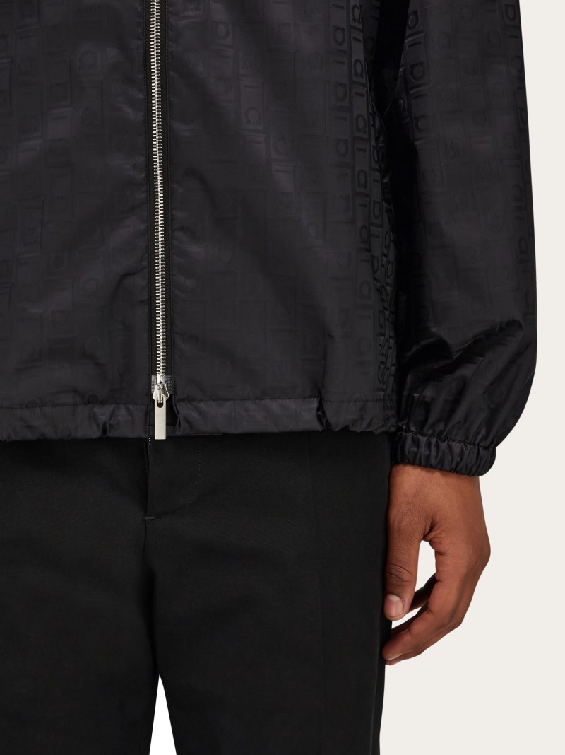Ferragamo | Men's Windbreaker With Monogram - Black