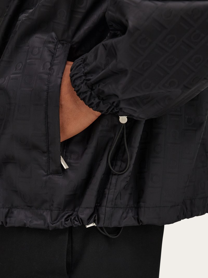 Ferragamo | Men's Windbreaker With Monogram - Black