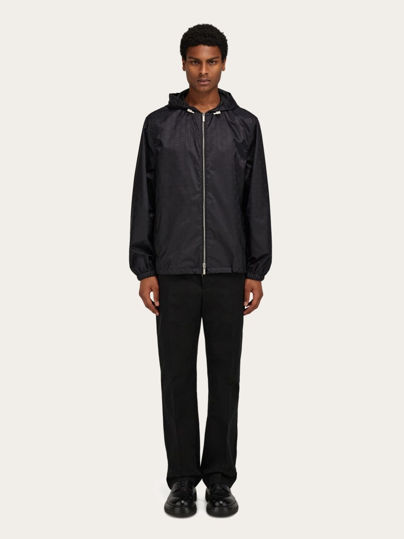 Ferragamo | Men's Windbreaker With Monogram - Black