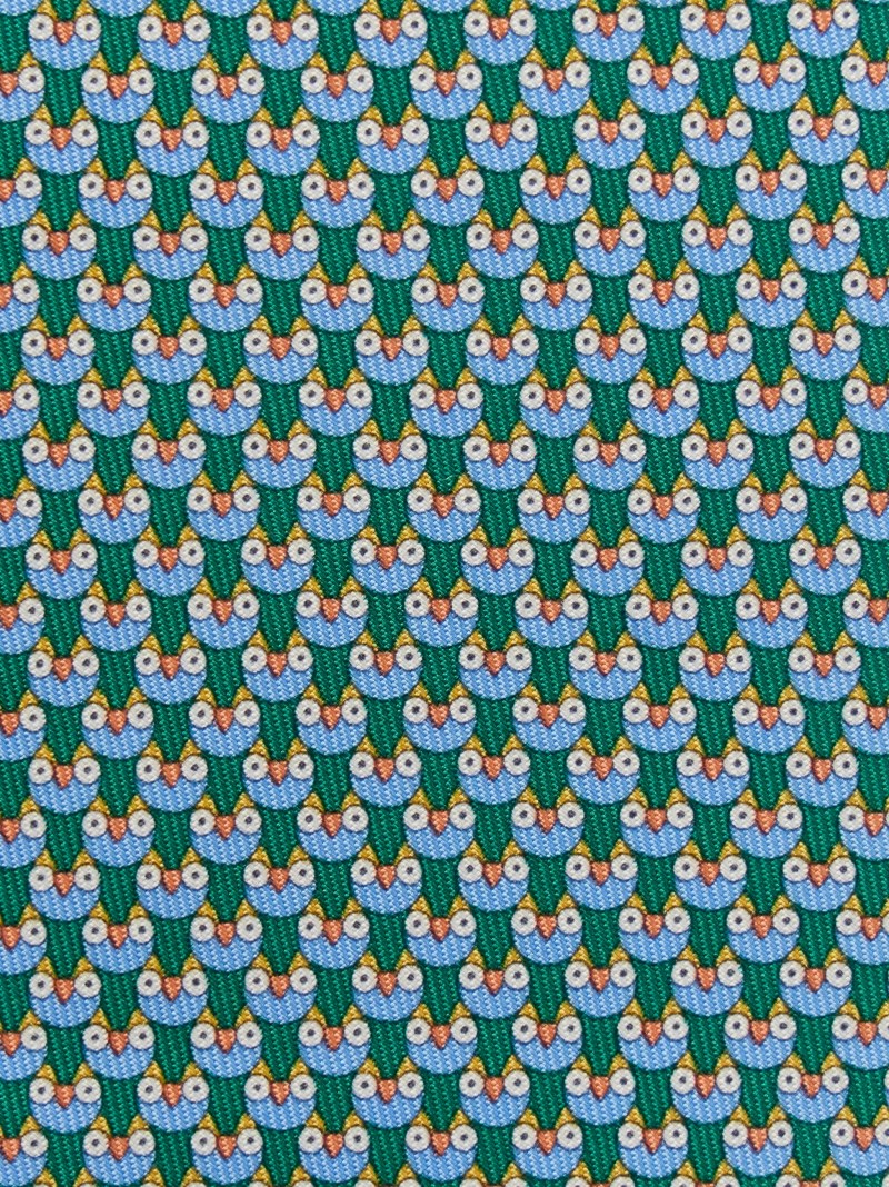 Ferragamo | Men's Owl Print Silk Tie - Green