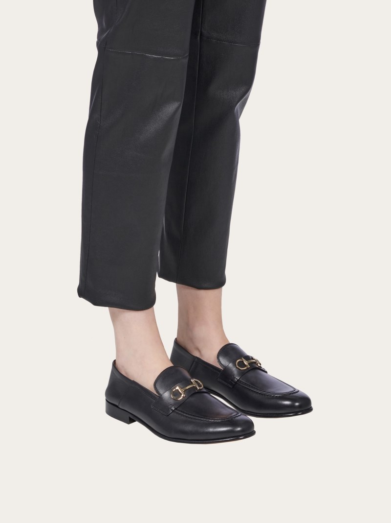 Ferragamo | Women's Mule Loafer With Gancini Ornament - Black
