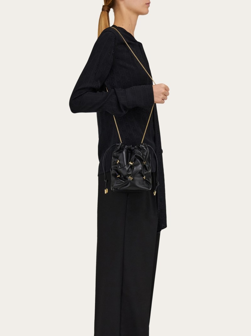 Ferragamo | Women's Mini Bucket Bag With Vara Bows - Black