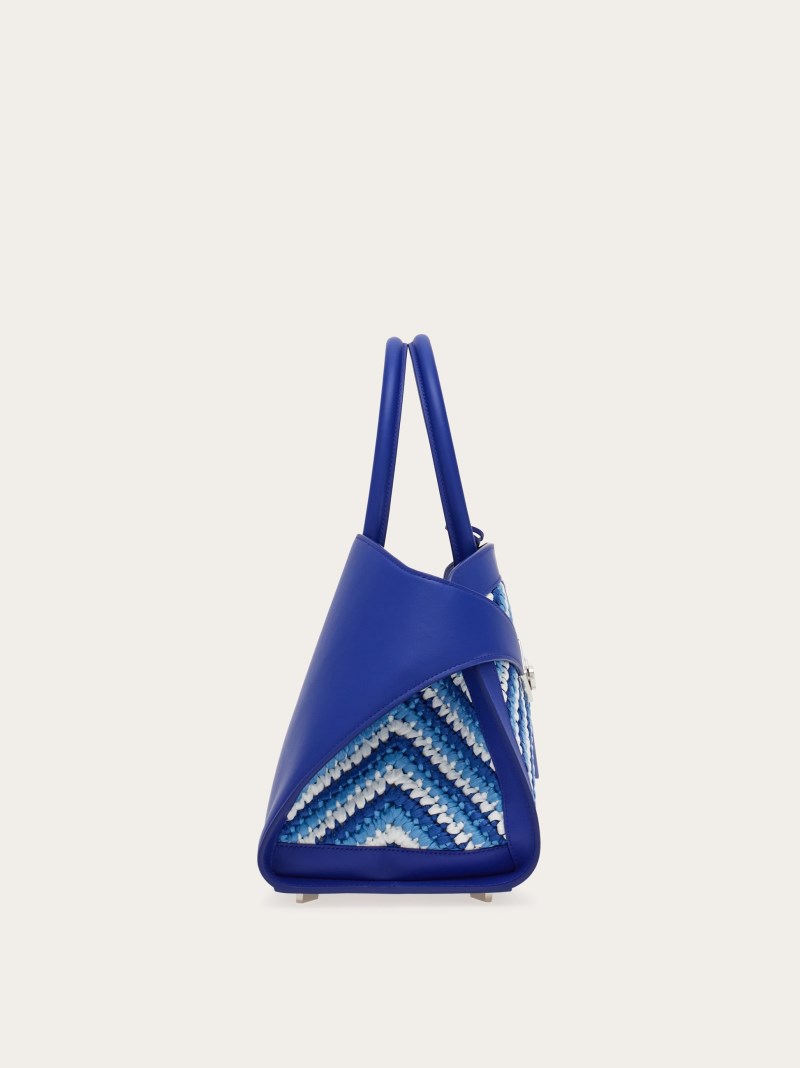 Ferragamo | Women's Hug Handbag - White/Lapis Lazuli