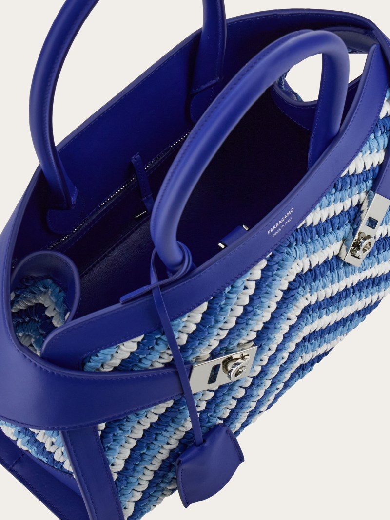 Ferragamo | Women's Hug Handbag - White/Lapis Lazuli