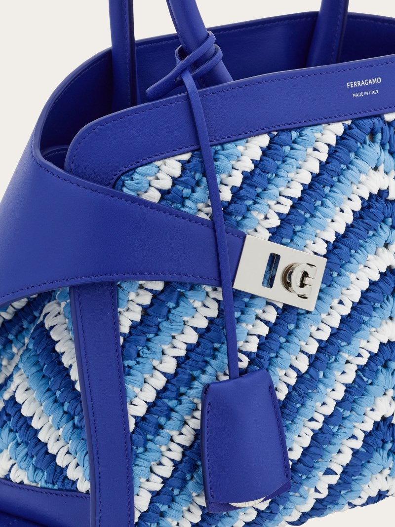 Ferragamo | Women's Hug Handbag - White/Lapis Lazuli