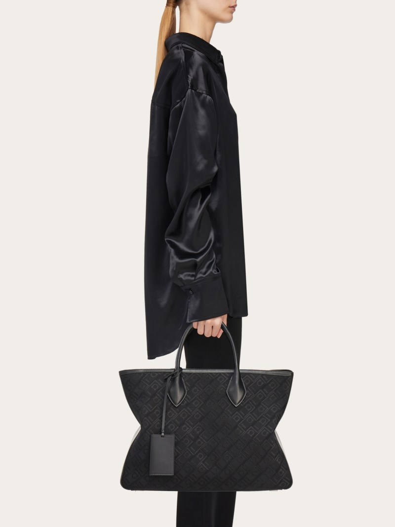Ferragamo | Women's Jacquard Tote Bag - Black