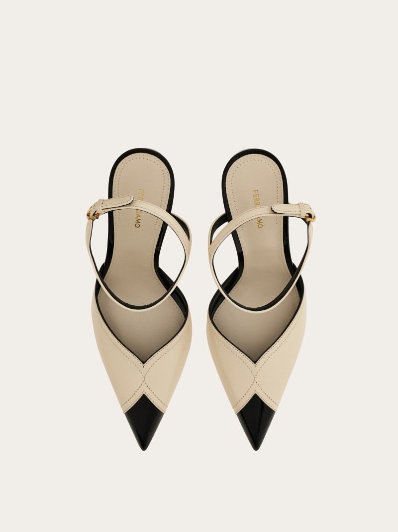 Ferragamo | Women's Pump With Contrasting Inlays - Mascarpone/Black