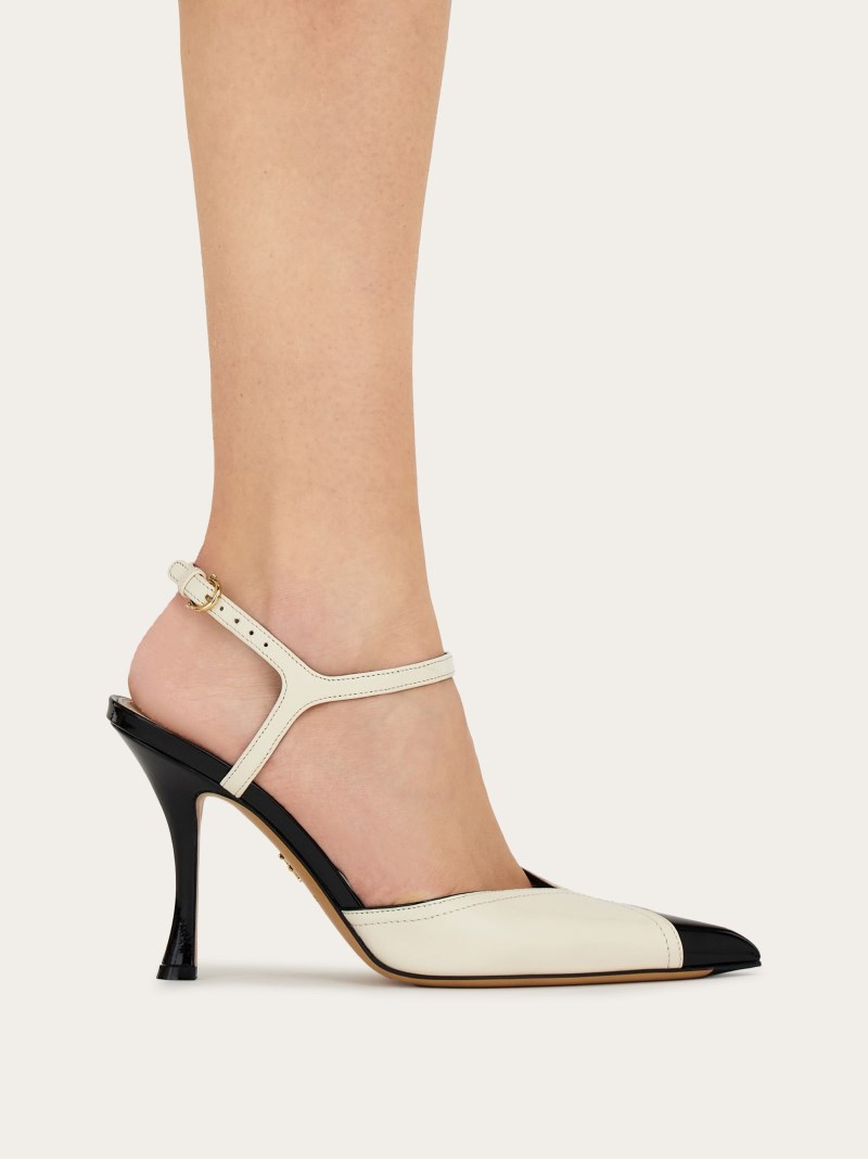 Ferragamo | Women's Pump With Contrasting Inlays - Mascarpone/Black