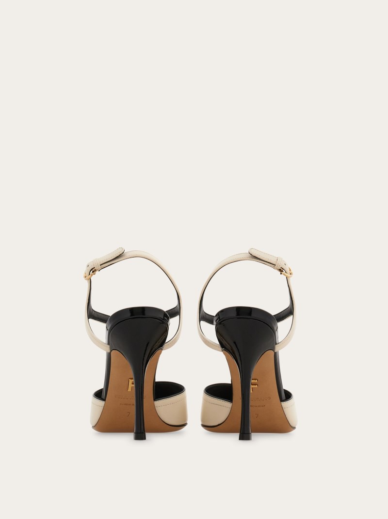 Ferragamo | Women's Pump With Contrasting Inlays - Mascarpone/Black