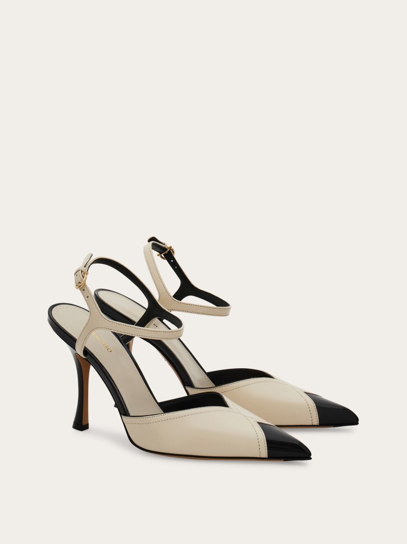Ferragamo | Women's Pump With Contrasting Inlays - Mascarpone/Black