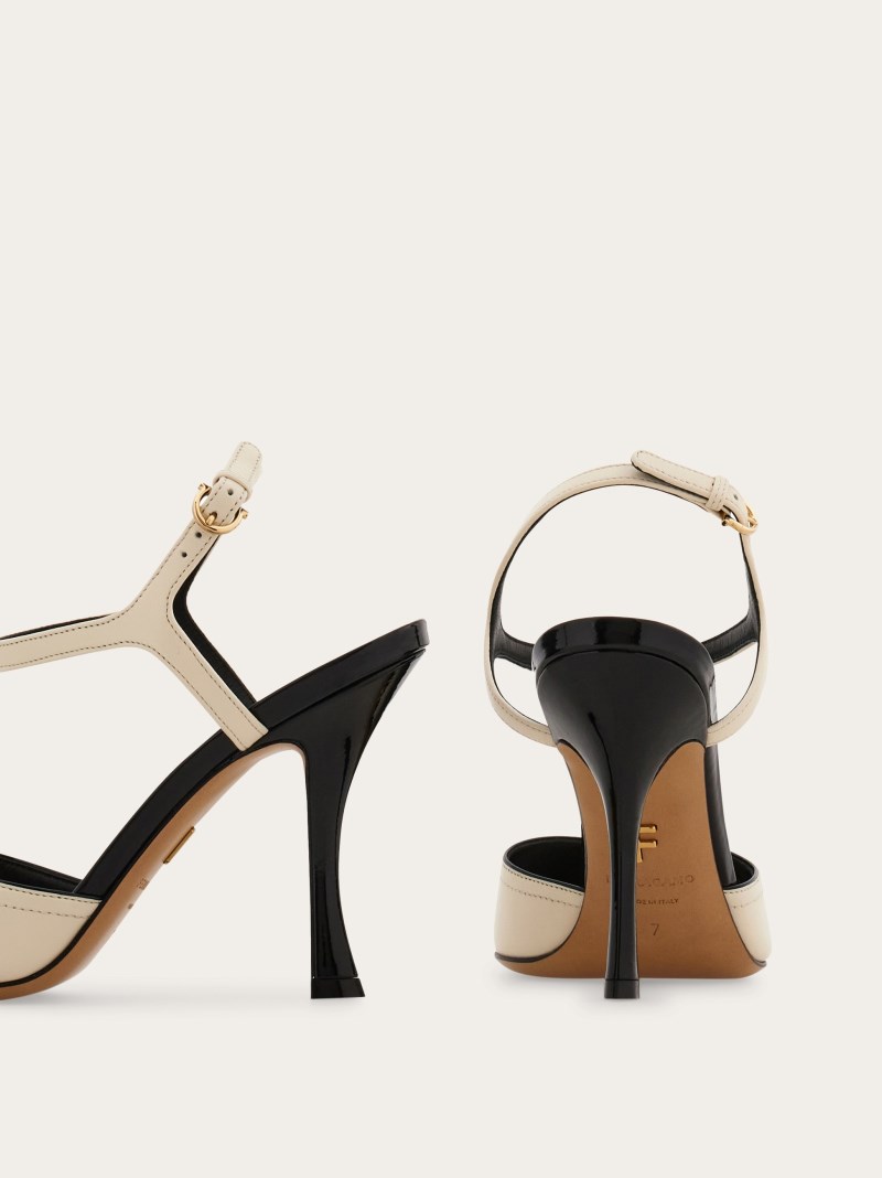 Ferragamo | Women's Pump With Contrasting Inlays - Mascarpone/Black