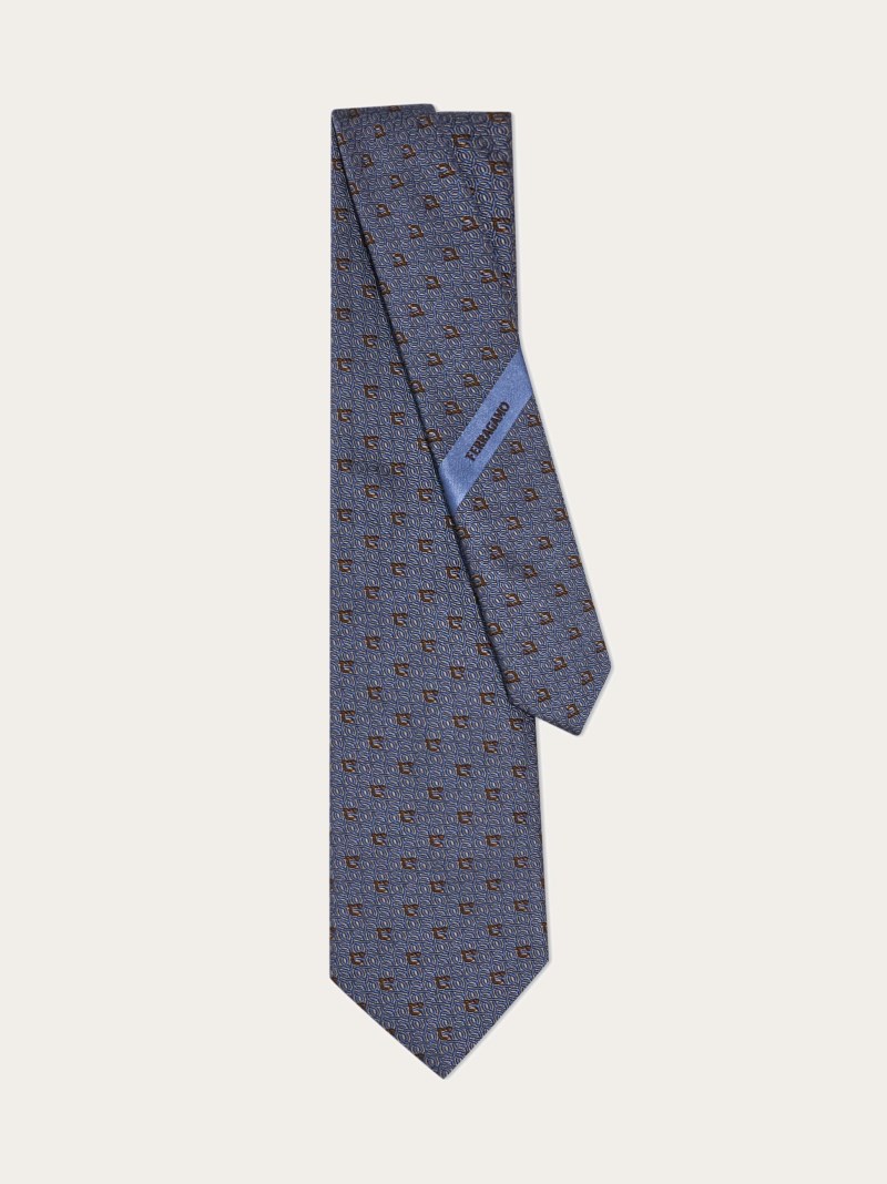 Ferragamo | Men's Gancini Jacquard Tie - Light Blue