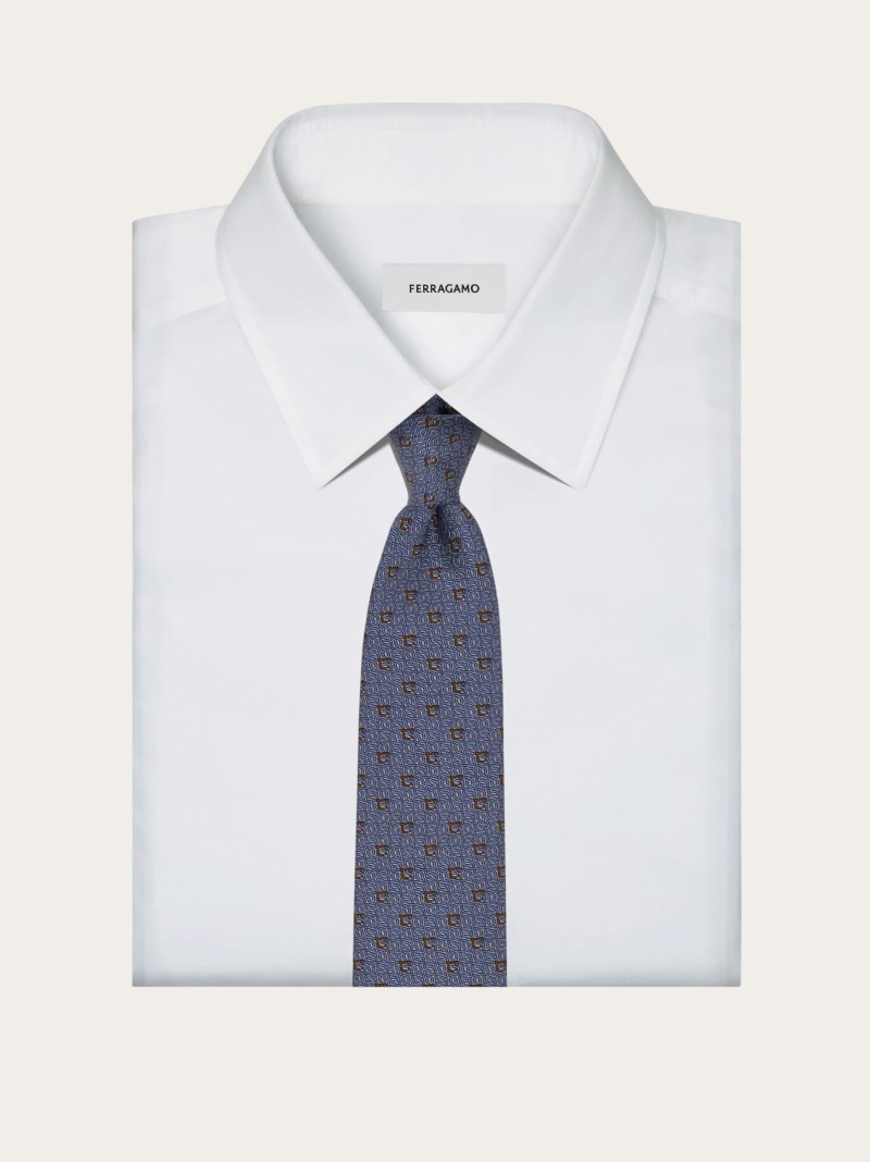 Ferragamo | Men's Gancini Jacquard Tie - Light Blue