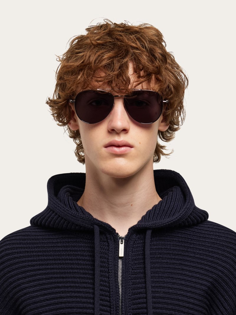 Ferragamo | Men's Sunglasses - Dark Ruthenium/Grey