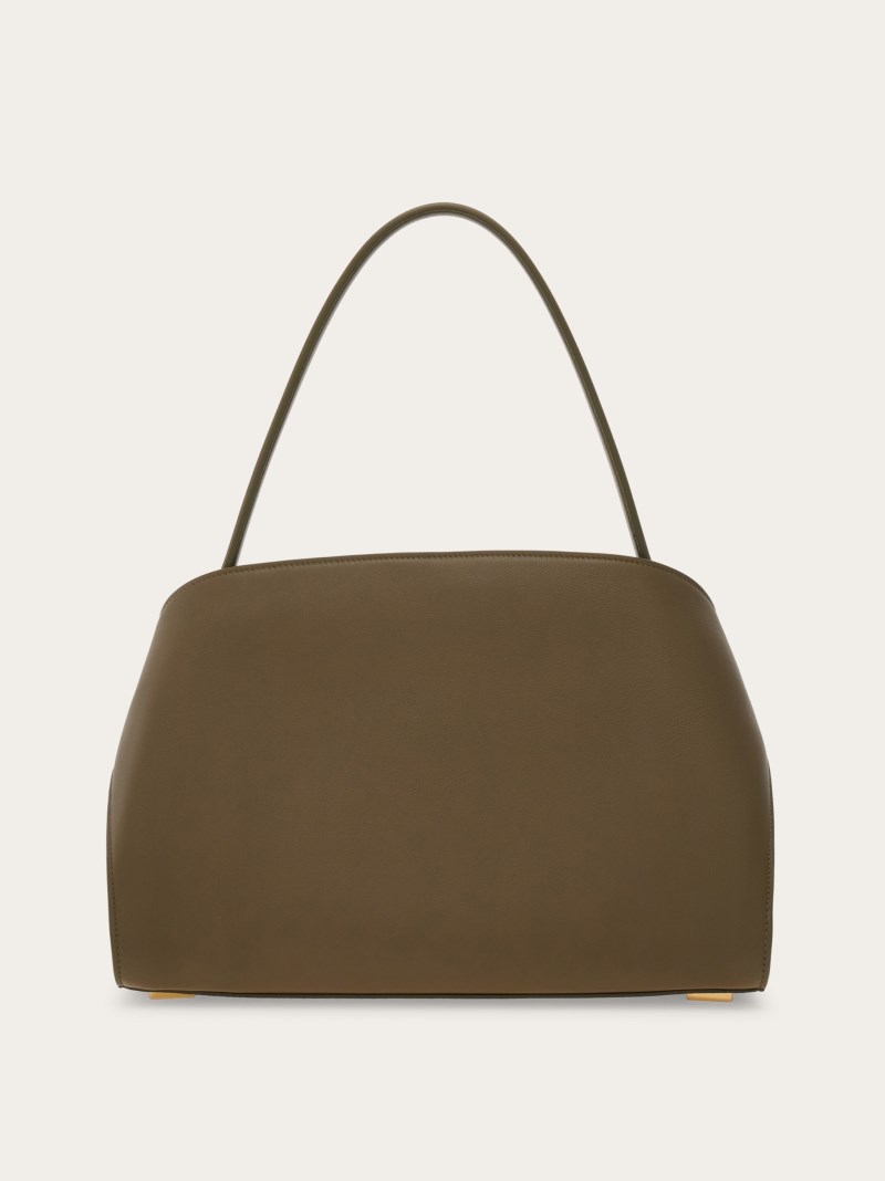 Ferragamo | Women's Hug Soft Bicolor Shoulder Bag - Olive Green/Forest Green