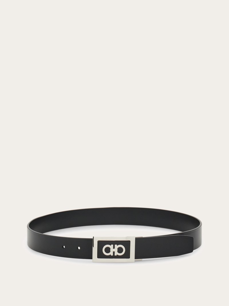 Ferragamo | Men's Reversible And Adjustable Belt With Reversible Buckle - Testa Di Moro/Black