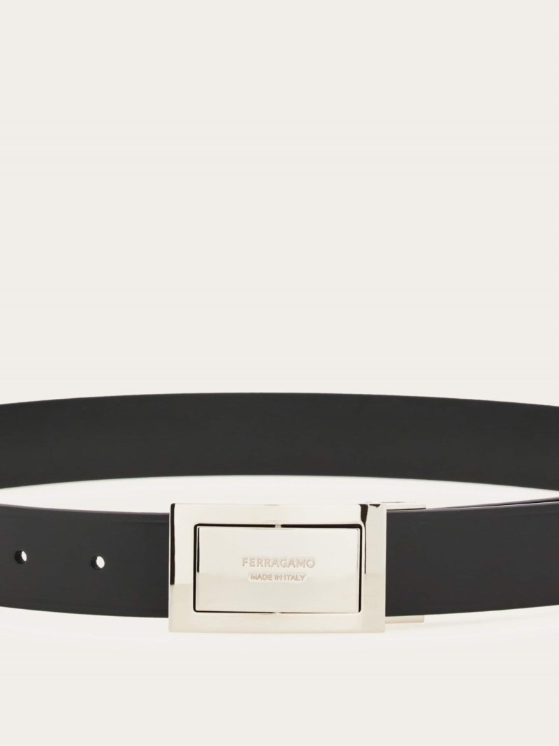 Ferragamo | Men's Reversible And Adjustable Belt With Reversible Buckle - Testa Di Moro/Black