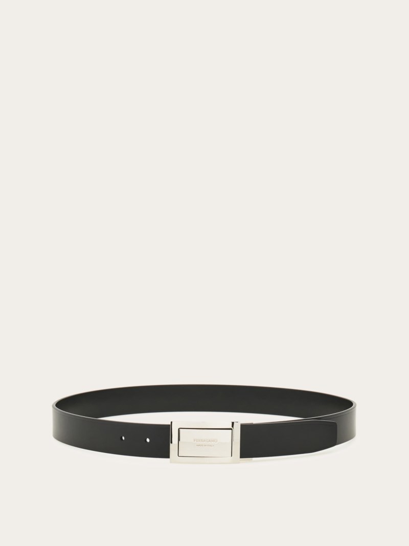 Ferragamo | Men's Reversible And Adjustable Belt With Reversible Buckle - Testa Di Moro/Black