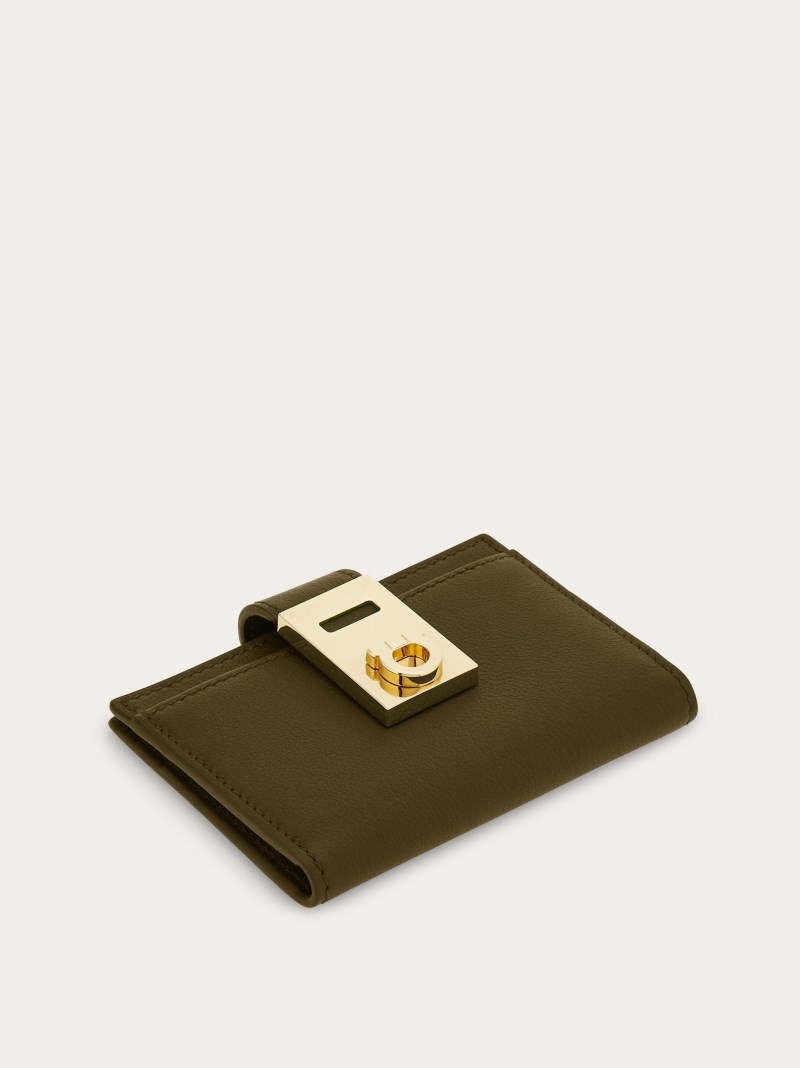 Ferragamo | Women's Hug Two-Tone Credit Card Holder - Olive Green