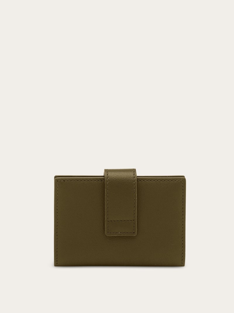 Ferragamo | Women's Hug Two-Tone Credit Card Holder - Olive Green