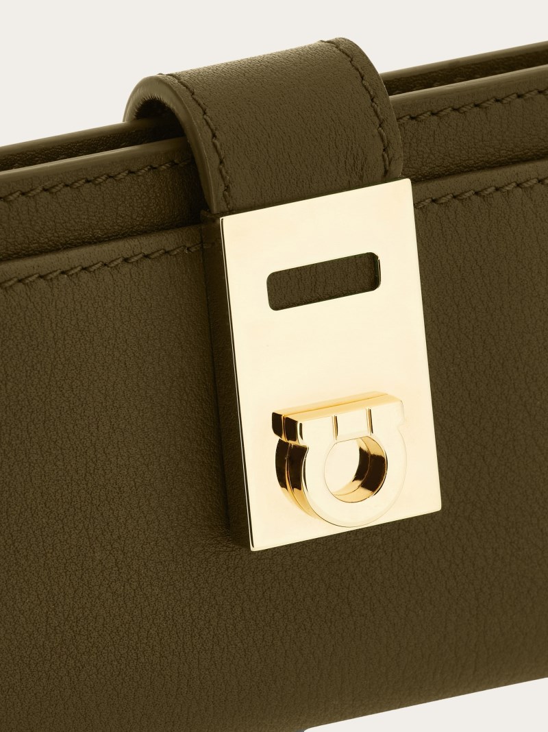 Ferragamo | Women's Hug Two-Tone Credit Card Holder - Olive Green