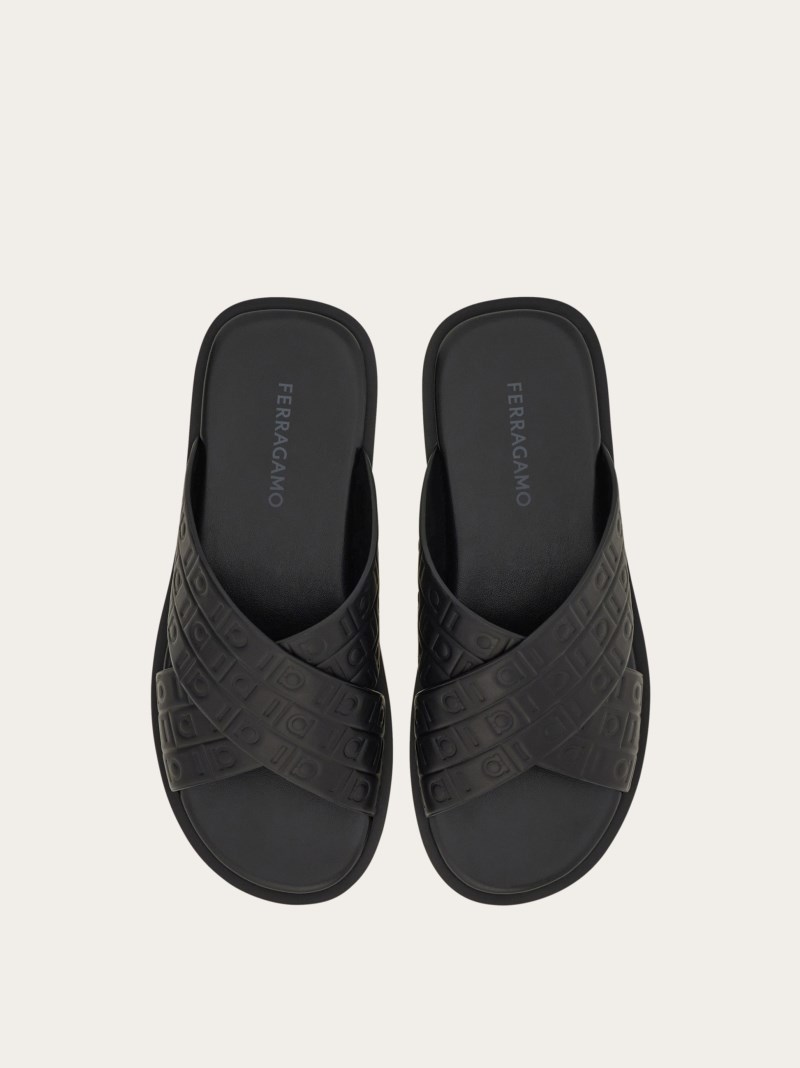 Ferragamo | Men's Monogram Sandal - Black