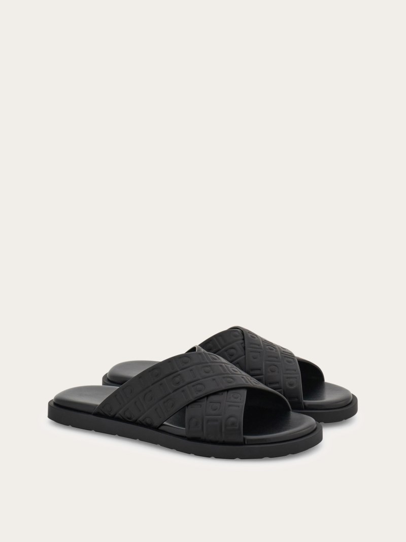 Ferragamo | Men's Monogram Sandal - Black