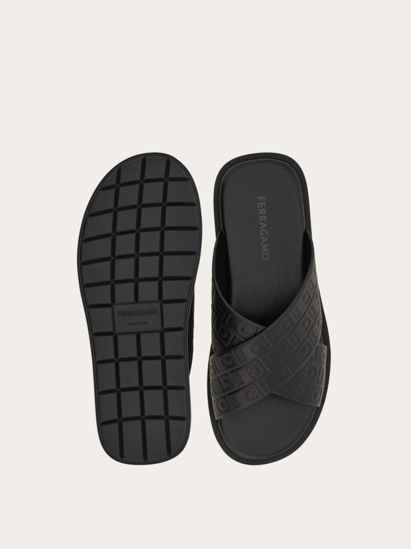 Ferragamo | Men's Monogram Sandal - Black