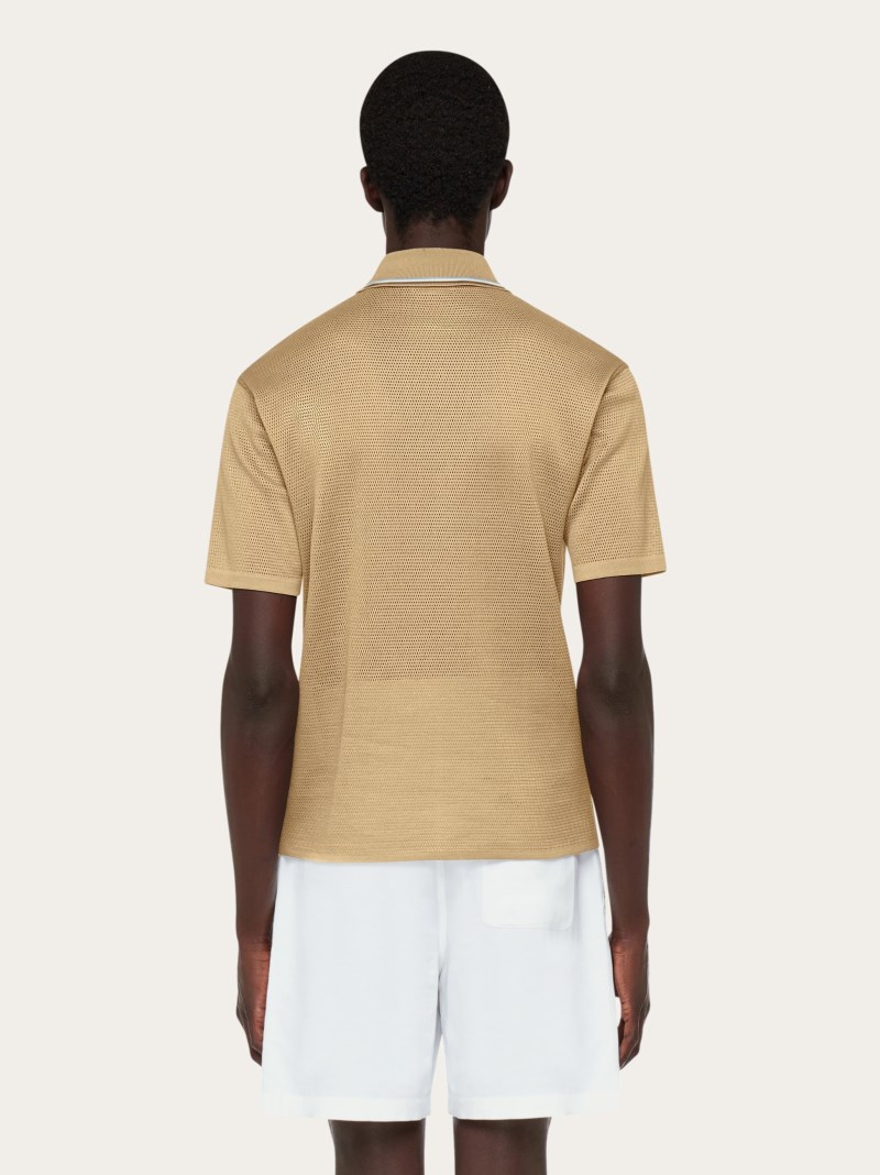 Ferragamo | Men's Short Sleeved Polo Shirt - Stone