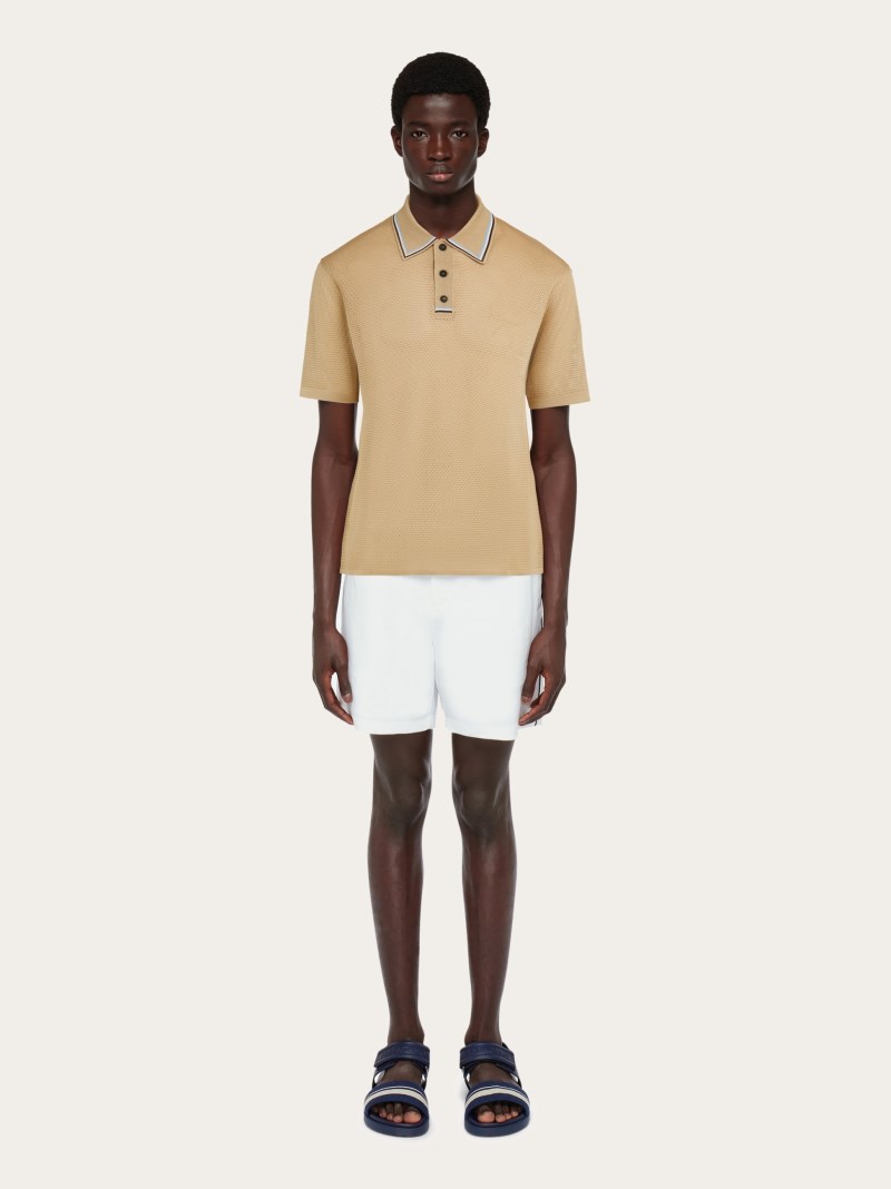 Ferragamo | Men's Short Sleeved Polo Shirt - Stone