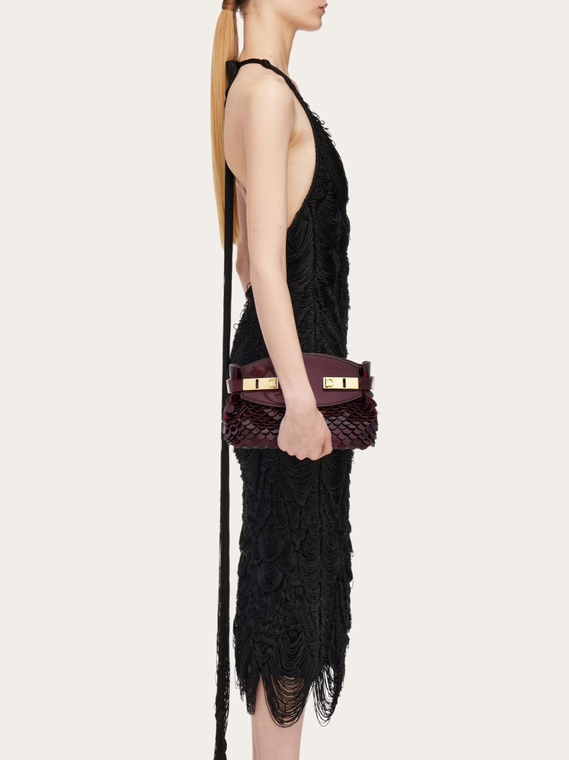 Ferragamo | Women's Hug Soft Crossbody Bag With Sequins - Burgundy