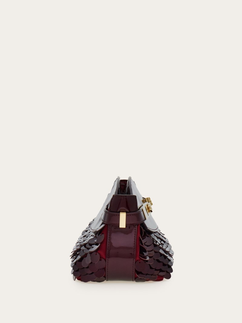 Ferragamo | Women's Hug Soft Crossbody Bag With Sequins - Burgundy