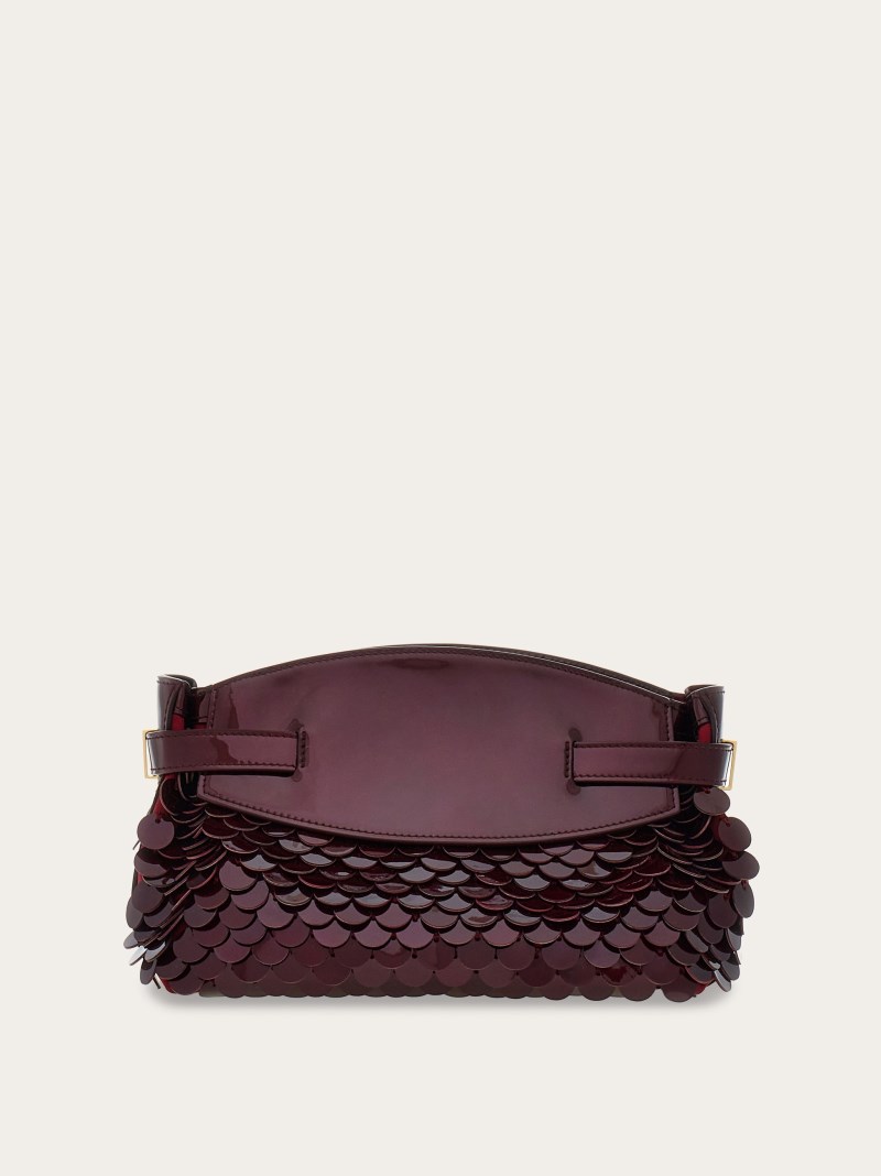 Ferragamo | Women's Hug Soft Crossbody Bag With Sequins - Burgundy