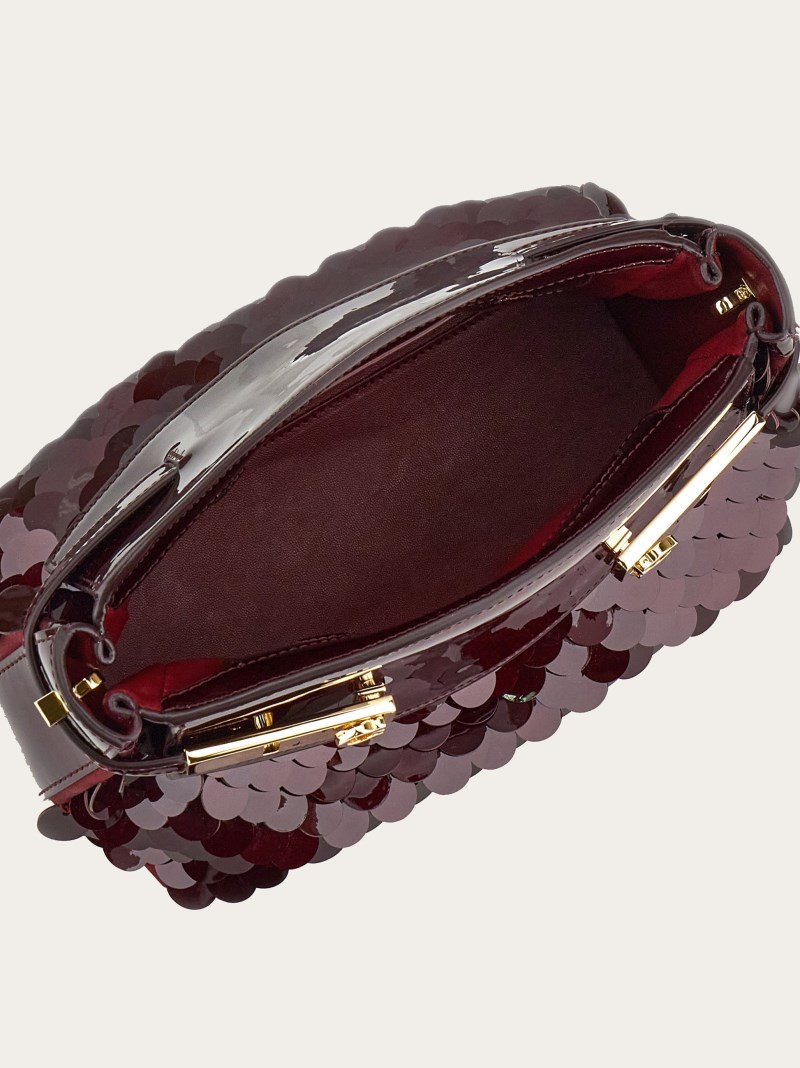 Ferragamo | Women's Hug Soft Crossbody Bag With Sequins - Burgundy