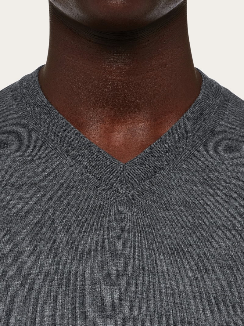 Ferragamo | Men's V-Neck Sweater - Charcoal