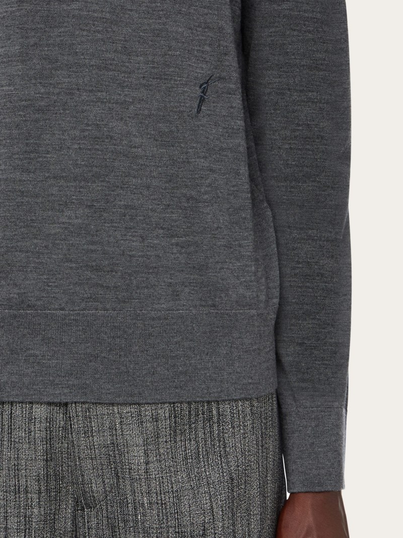 Ferragamo | Men's V-Neck Sweater - Charcoal