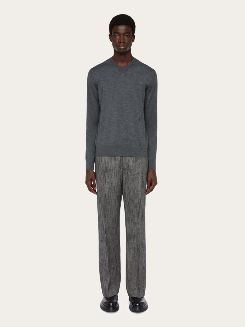 Ferragamo | Men's V-Neck Sweater - Charcoal