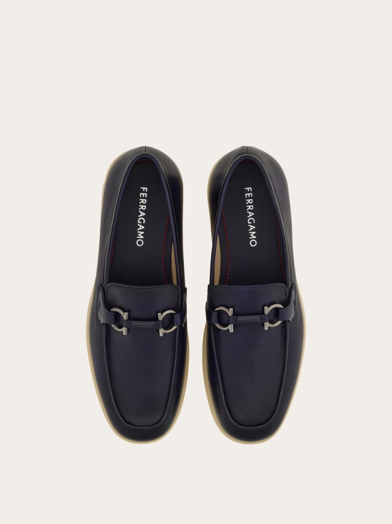Ferragamo | Men's Casual Loafer With Gancini Ornament - Midnight Blue