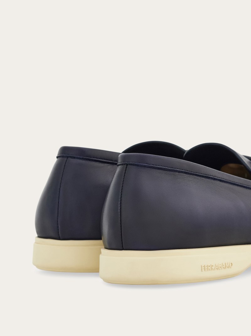 Ferragamo | Men's Casual Loafer With Gancini Ornament - Midnight Blue