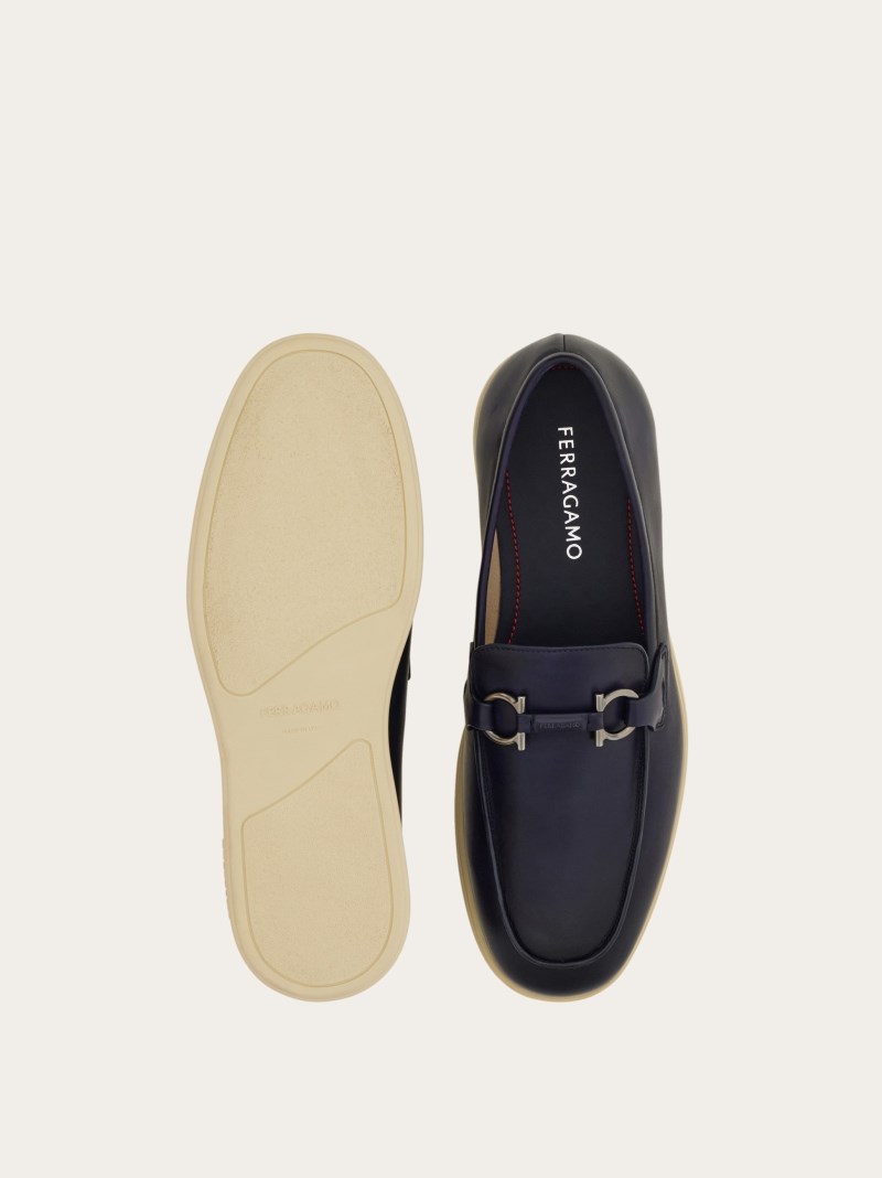 Ferragamo | Men's Casual Loafer With Gancini Ornament - Midnight Blue