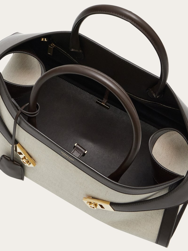 Ferragamo | Women's Hug Handbag - Natural/Testa Di Moro