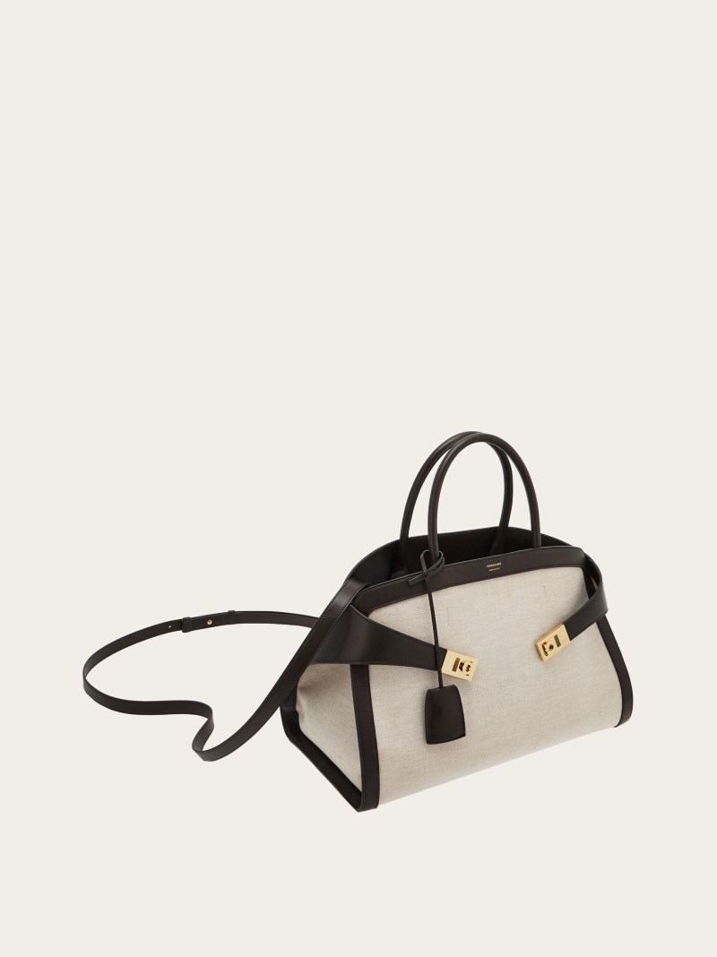 Ferragamo | Women's Hug Handbag - Natural/Testa Di Moro