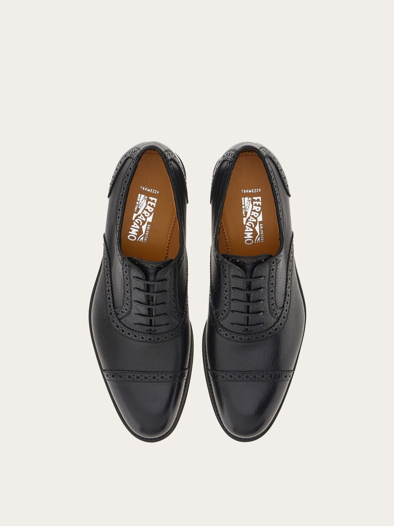 Ferragamo | Men's Tramezza Oxford Brogue - Black/Cookie