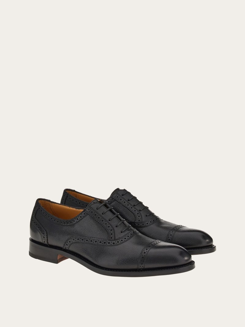 Ferragamo | Men's Tramezza Oxford Brogue - Black/Cookie