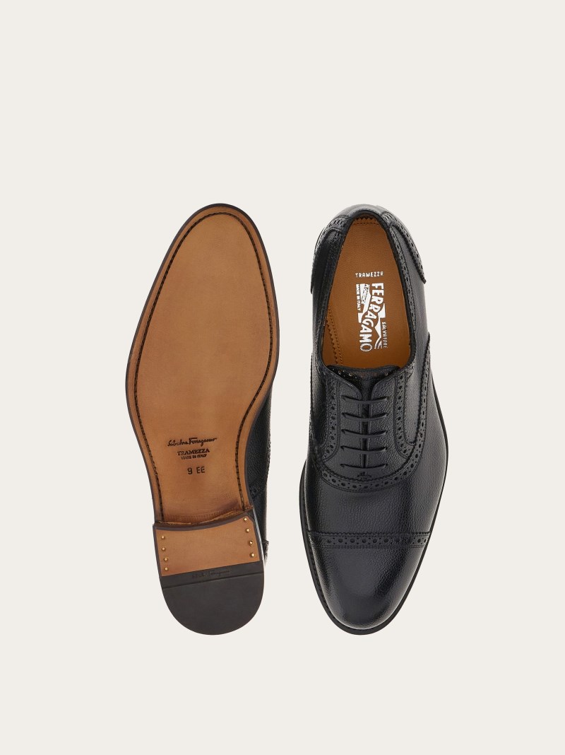 Ferragamo | Men's Tramezza Oxford Brogue - Black/Cookie