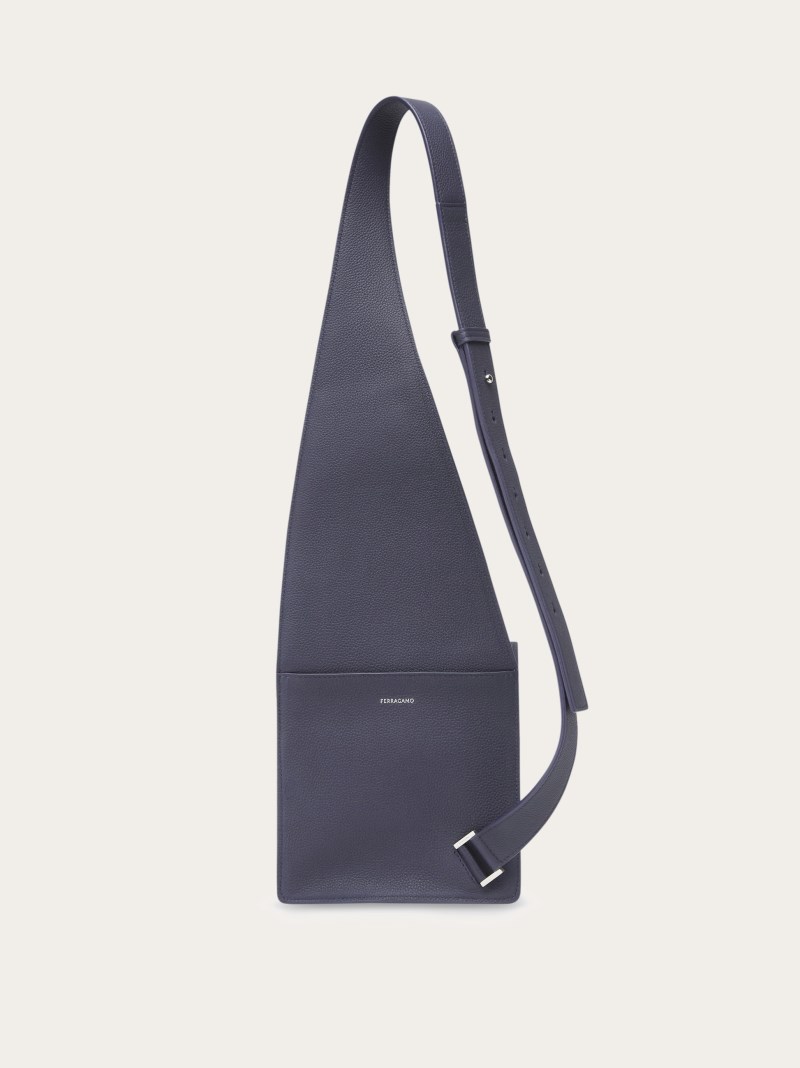 Ferragamo | Men's Asymmetric Shoulder Bag - Midnight Blue