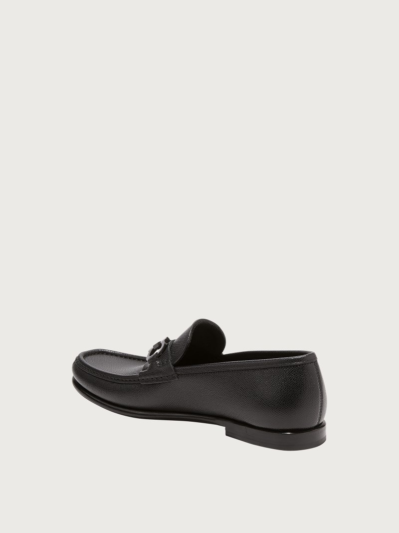 Ferragamo | Men's Moccasin With Gancini Ornament - Black